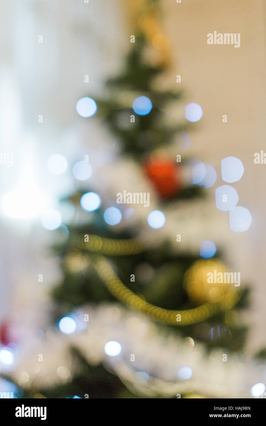 Decorated Christmas Tree. Winter Holidays. Warm colors Stock Photo Alamy