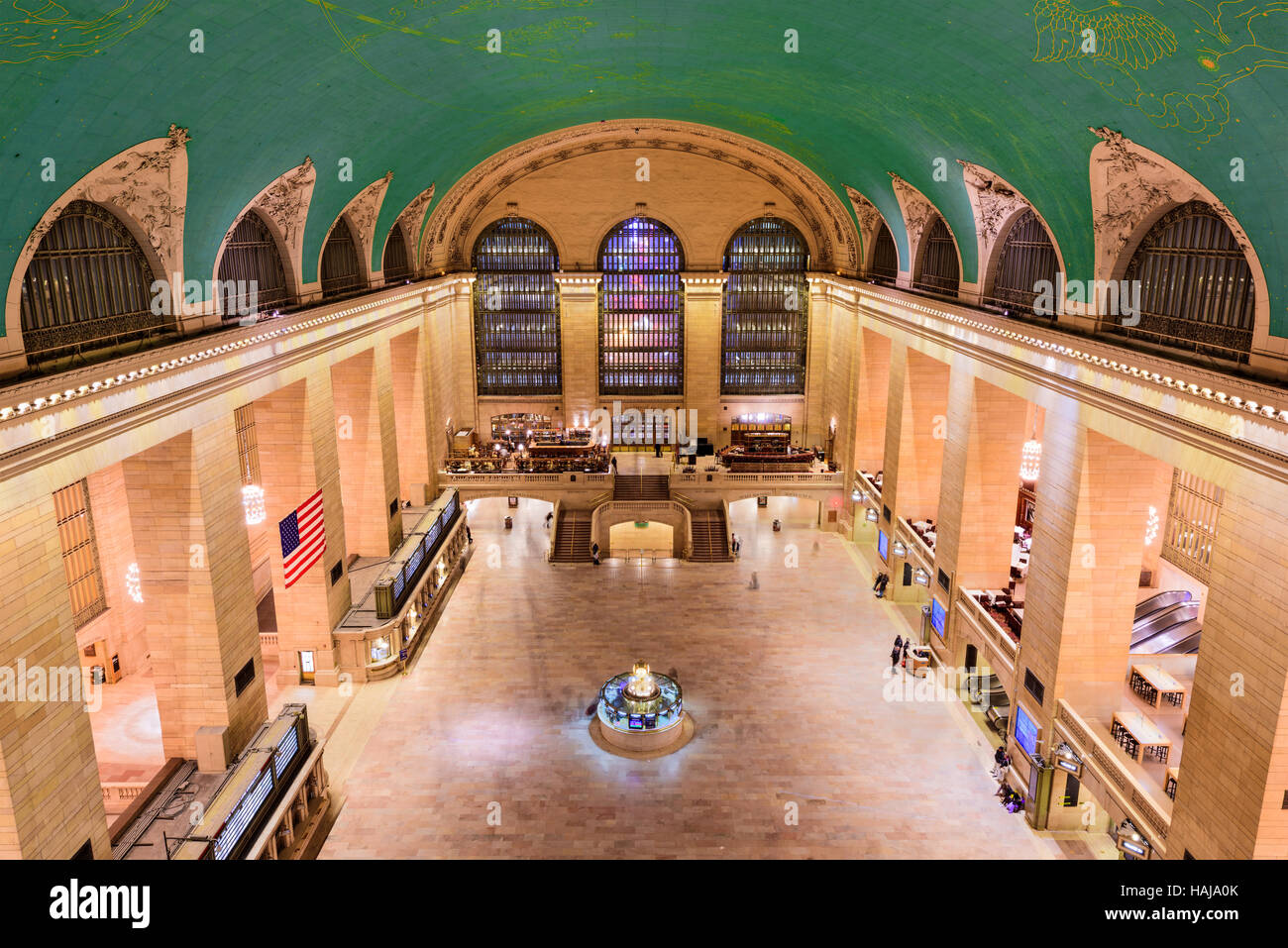 NEW YORK CITY - OCTOBER 28, 2016: Aerial view of the concourse at historic Grand central Terminal. Stock Photo