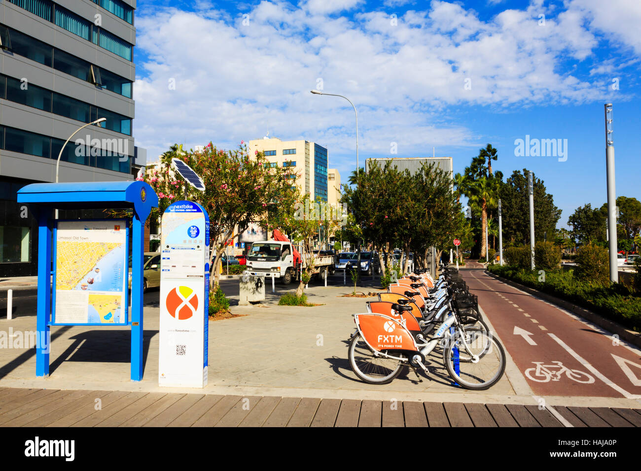 pay to ride bikes, Limassol, Cyprus Stock Photo
