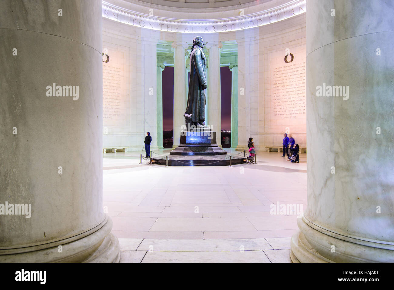The bronze statue inside the Jefferson Memorial in Washington DC, USA. Stock Photo