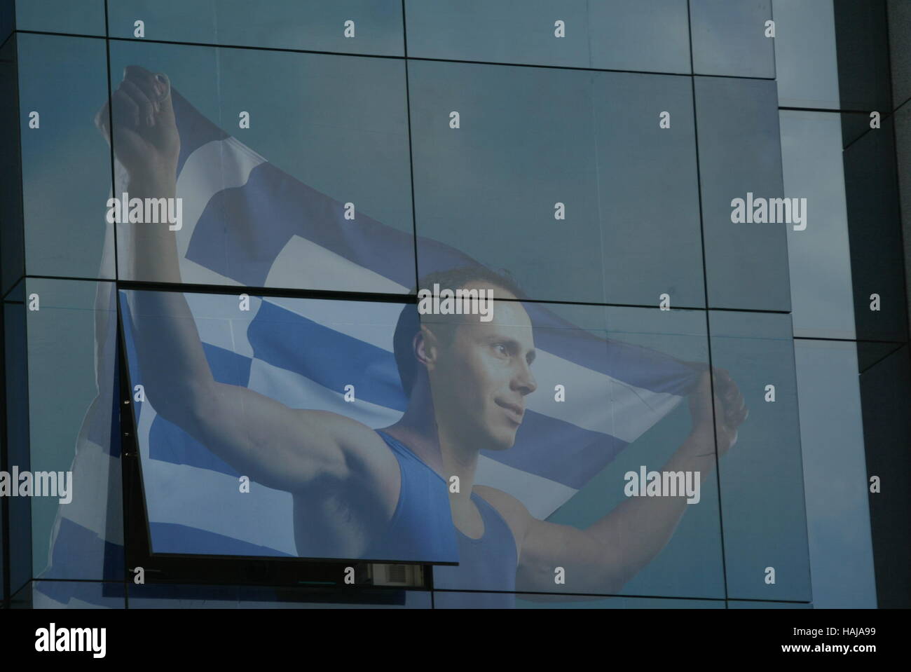 KOSTAS KENTERIS POSTER GREEK 200M SPRINTER ATHENS GREECE 18 August 2004 Stock Photo