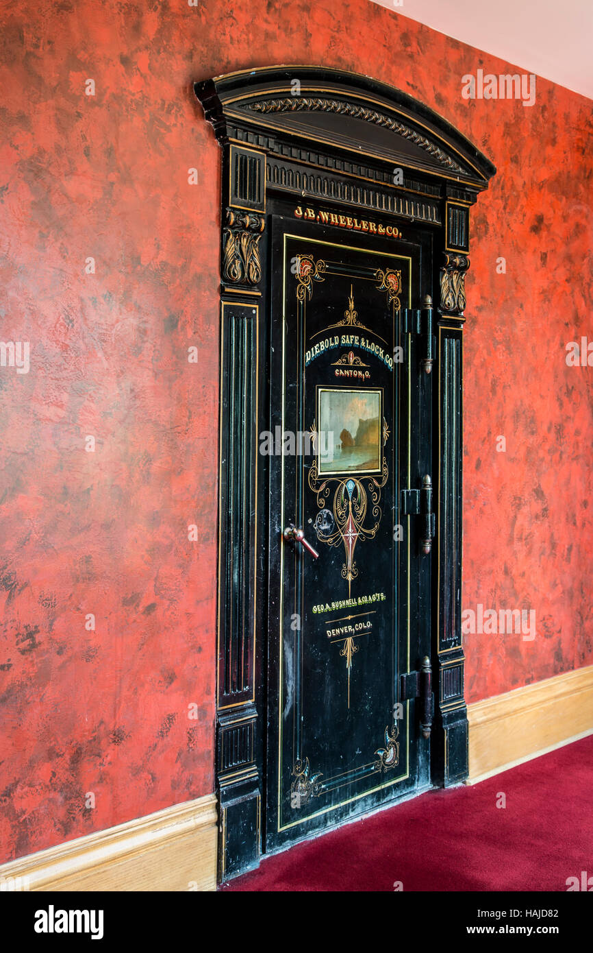 Bank safe door, lobby, Wheeler Opera House, Aspen, Colorado USA Stock Photo