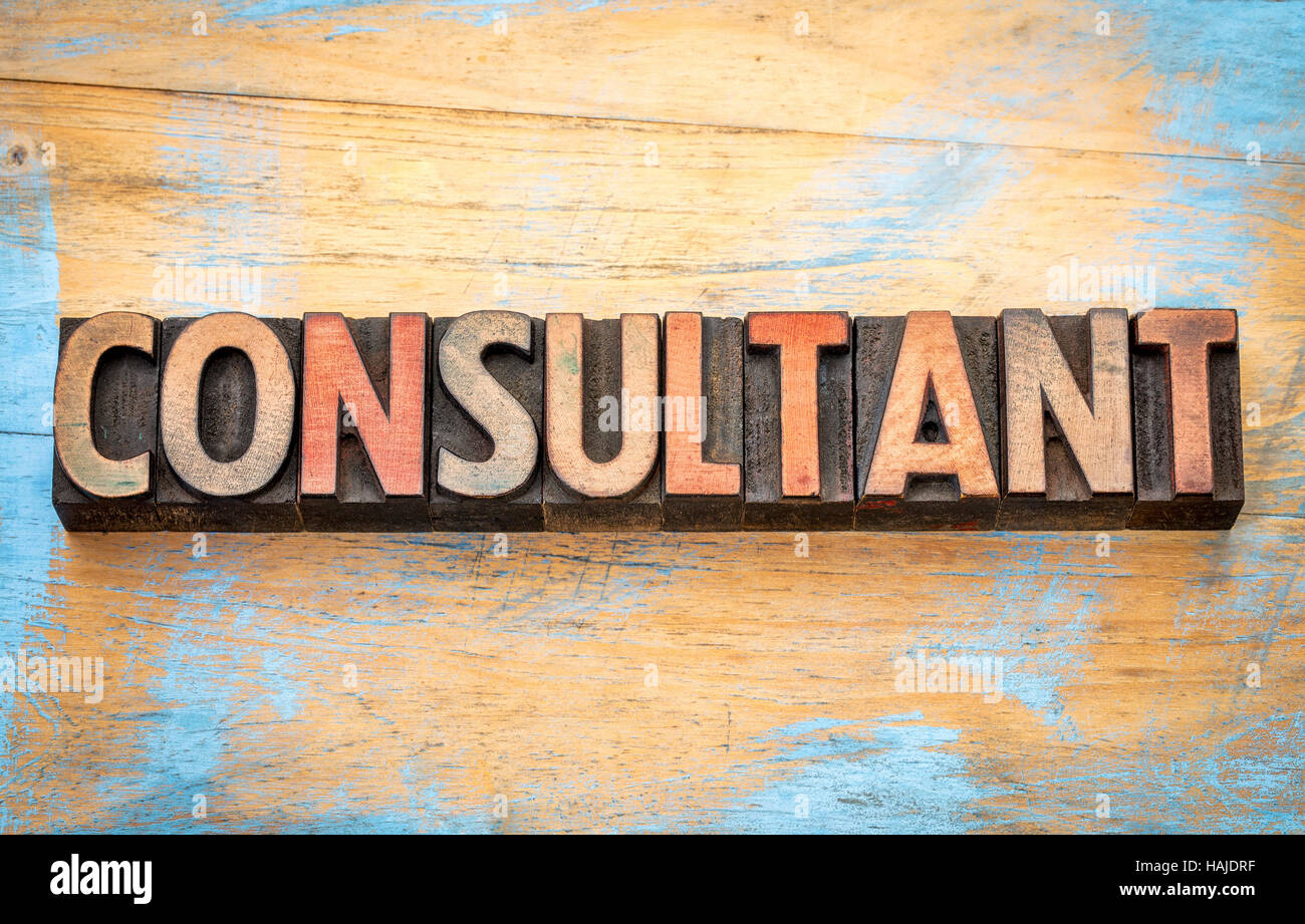 consultant  - word abstract in vintage letterpress wood type printing blocks Stock Photo
