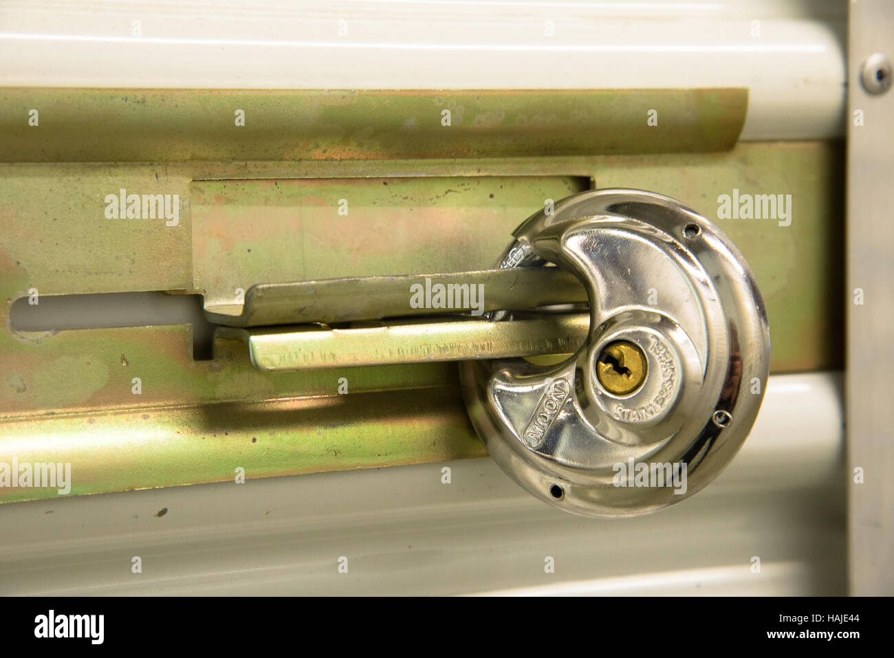 locked padlock at door Stock Photo Alamy