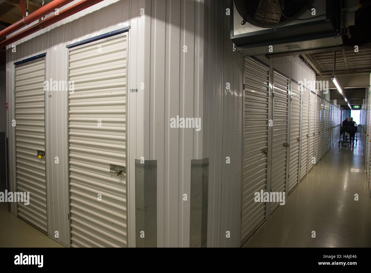 many safe boxes in building Stock Photo
