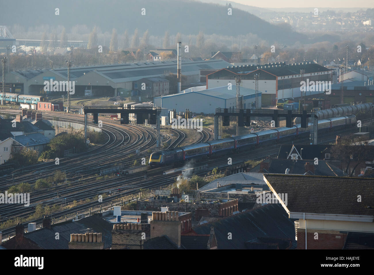 Arriva Trains Canton Train depot in Canton, South Wales, Cardiff, Wales, UK Stock Photo