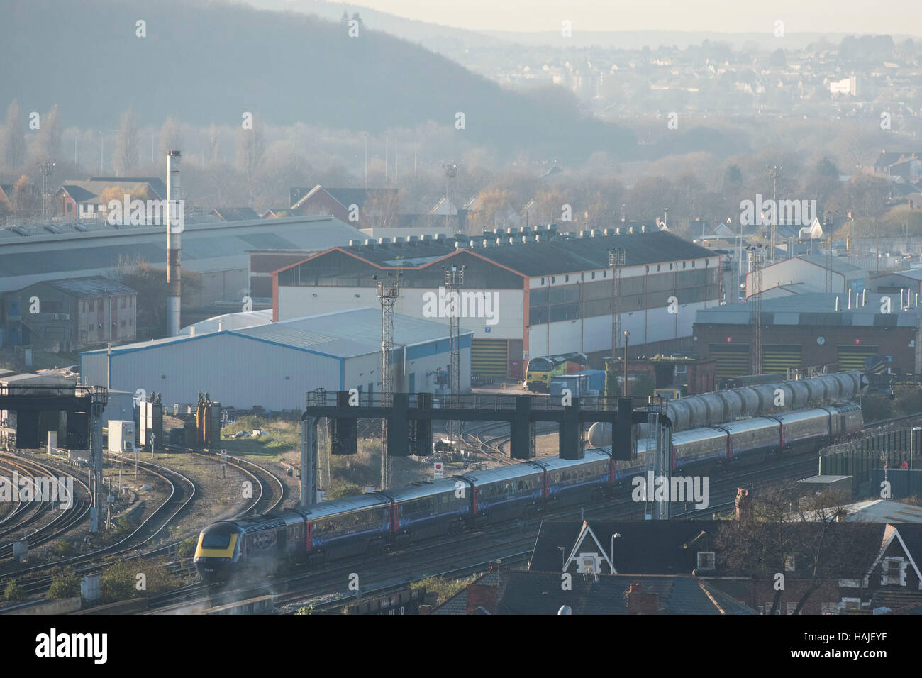 Arriva Trains Canton Train depot in Canton, South Wales, Cardiff, Wales, UK Stock Photo