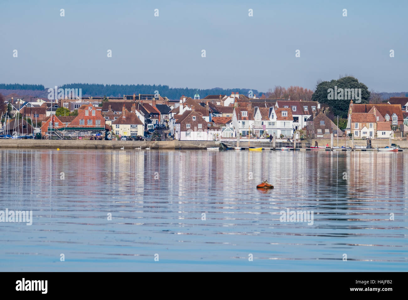 Emsworth view from the water charming harbour town in Chichester harbour on the South Coast England in winter sunlight Stock Photo