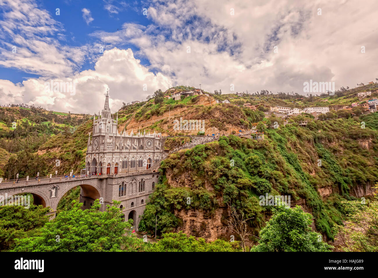 Aerial View Of Las Lajas Cathedral In Ipiales, Colombia, Close To Border With Ecuador, South America Stock Photo