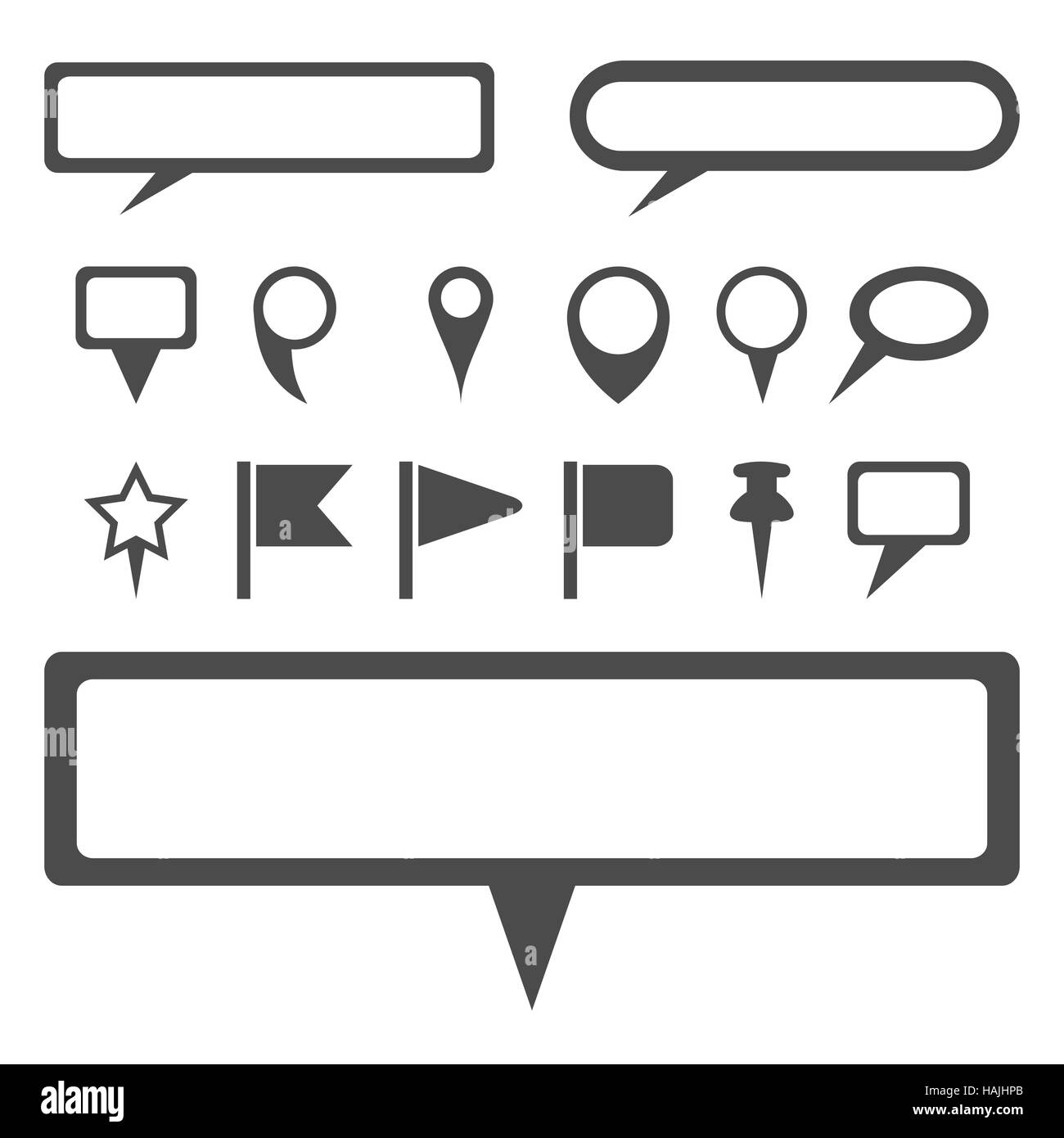 Simple gray map markers set. Vector illustration Stock Vector Image