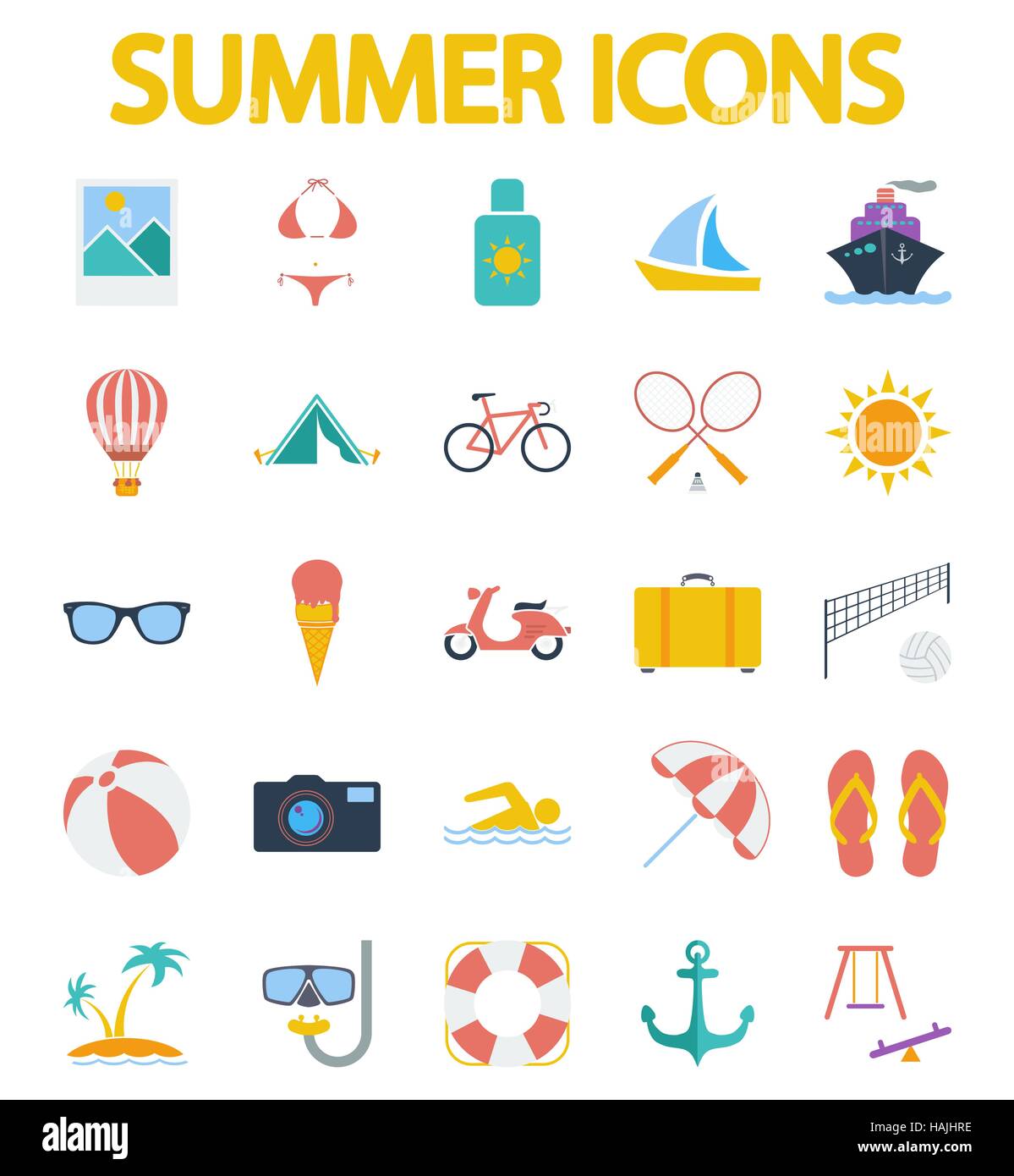 Summer Icons Set Flat Vector Related Icon Set For Web And Mobile