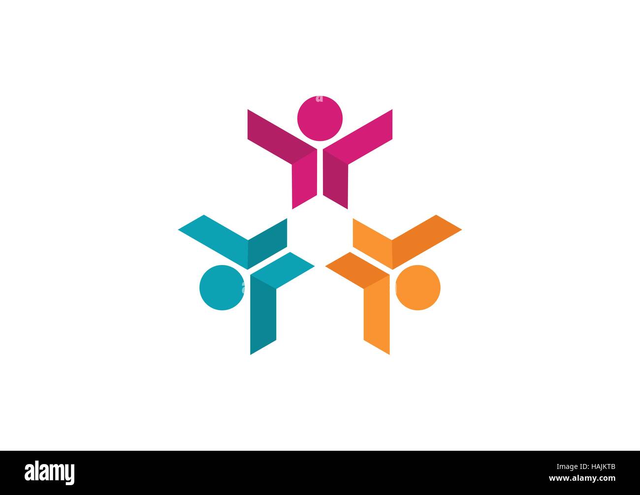 team work education logo, social network symbol icon, modern media social connecting people vector design Stock Vector
