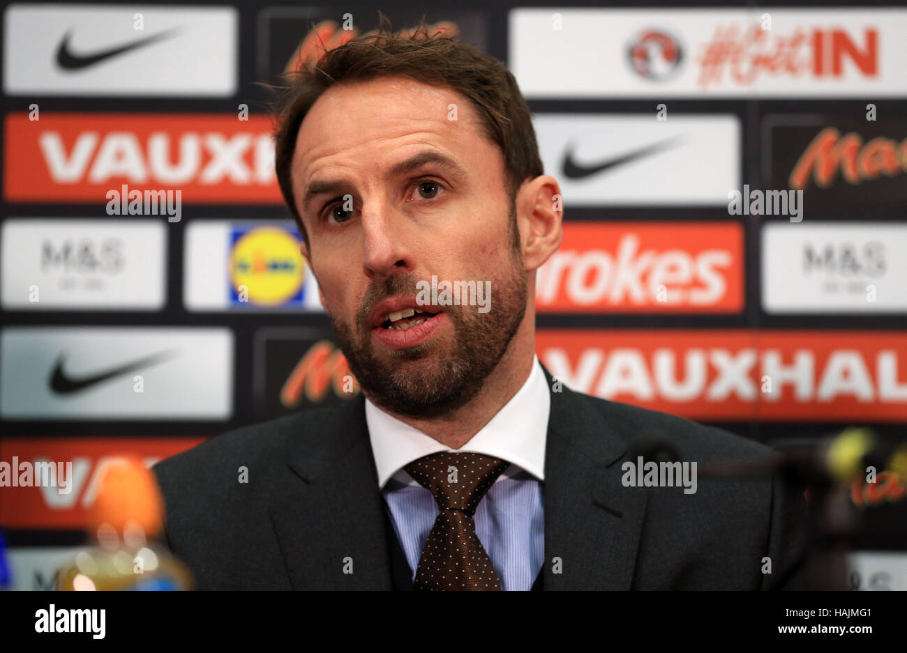 New England manager Gareth Southgate during a press conference at ...