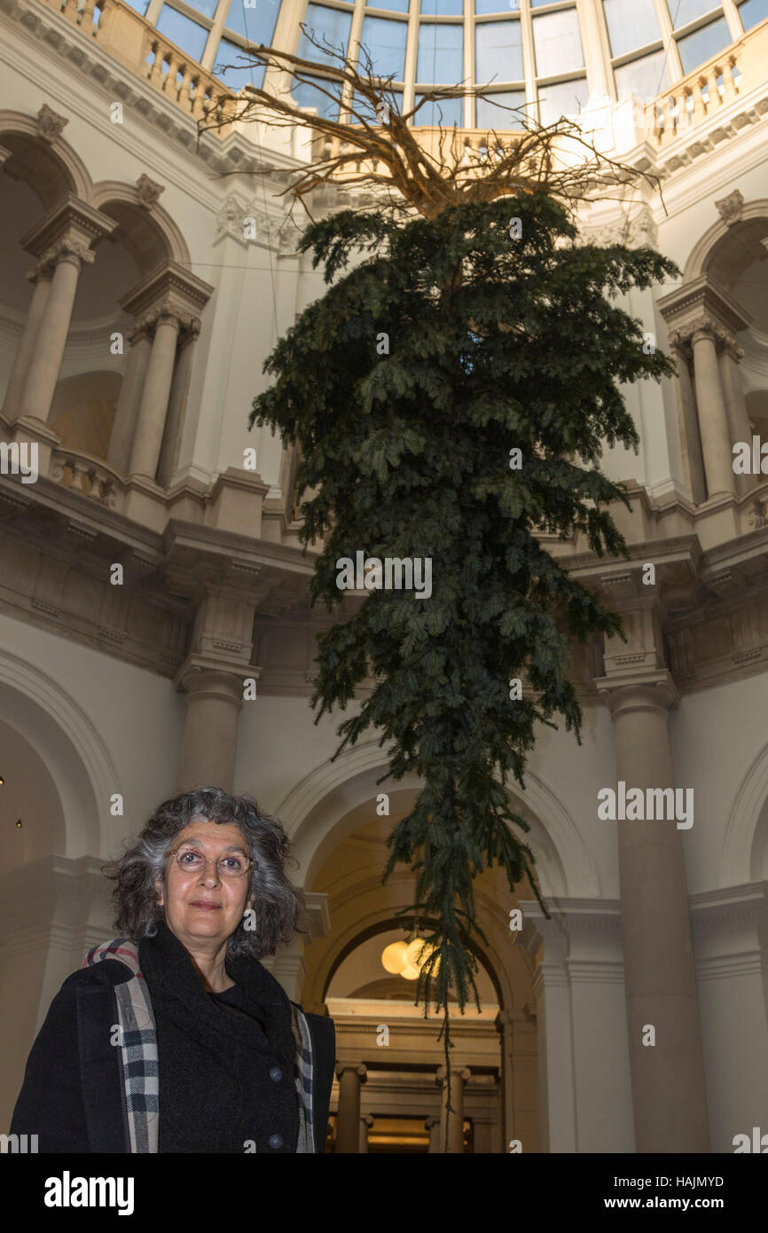 London, UK. 1 December 2016. Tate Britain unveils a Christmas tree by