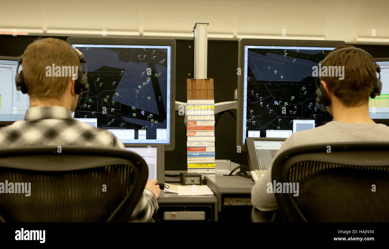 Embargoed to 0001 Friday December 2 Air traffic Controllers look after ...