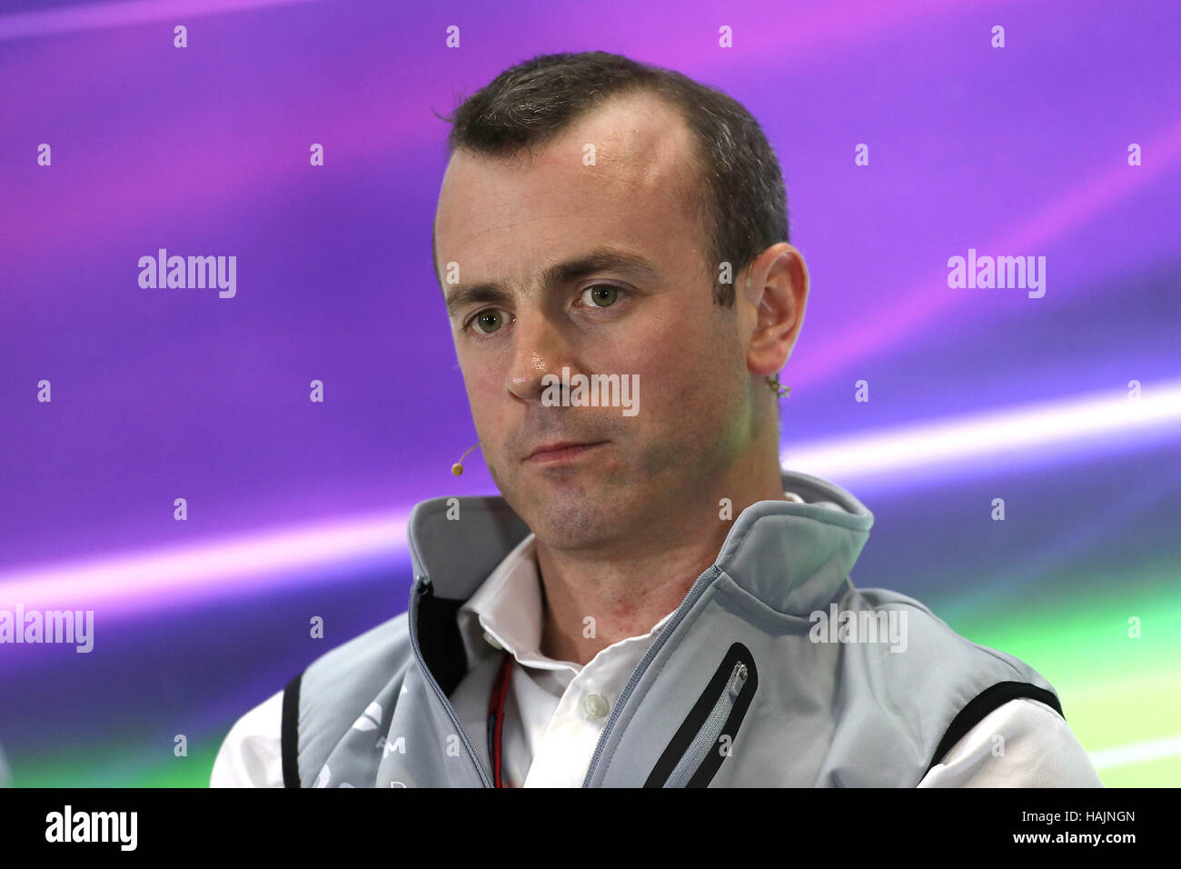 Manor Racing Team Owner Stephen Fitzpatrick during practice at Yas Marina Circuit, Abu Dhabi. PRESS ASSOCIATION Photo. Picture date: Friday November 25, 2016. See PA story AUTO Abu Dhabi. Photo credit should read: David Davies/PA Wire. RESTRICTIONS: Editorial use only. Commercial use with prior consent from teams. Stock Photo