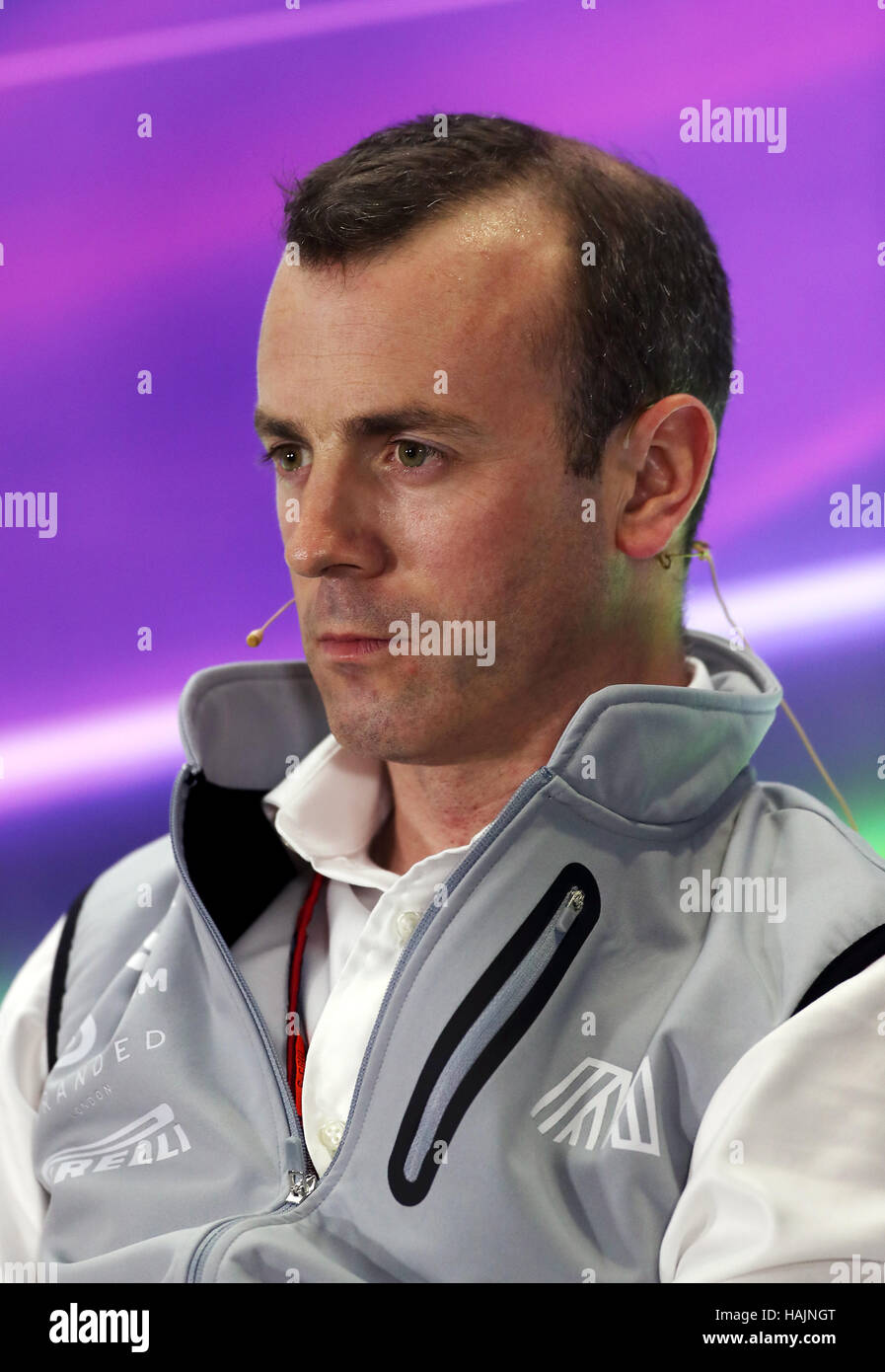 Manor Racing Team Owner Stephen Fitzpatrick during practice at Yas Marina Circuit, Abu Dhabi. PRESS ASSOCIATION Photo. Picture date: Friday November 25, 2016. See PA story AUTO Abu Dhabi. Photo credit should read: David Davies/PA Wire. RESTRICTIONS: Editorial use only. Commercial use with prior consent from teams. Stock Photo