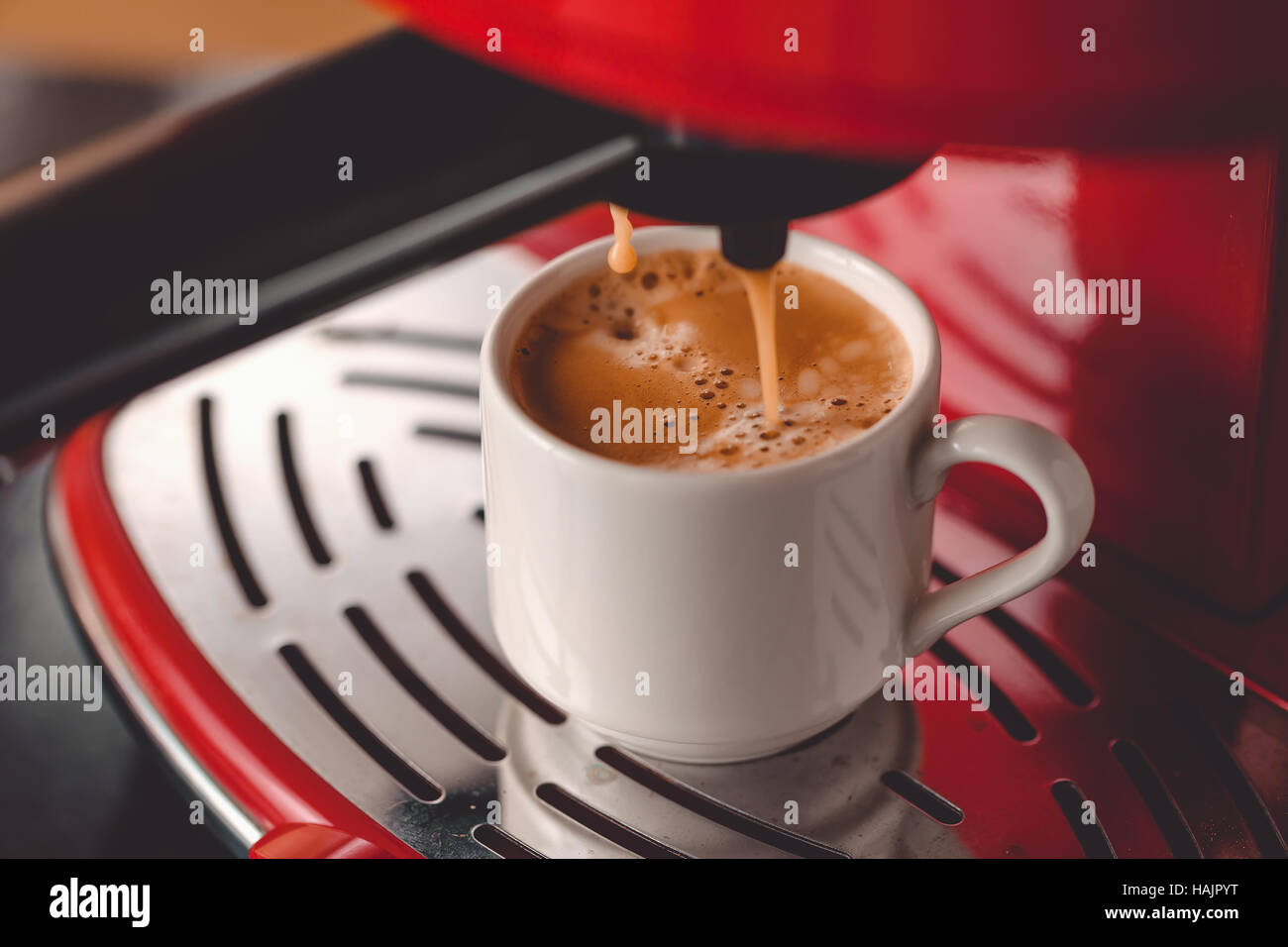 Making coffee with espresso machine Stock Photo