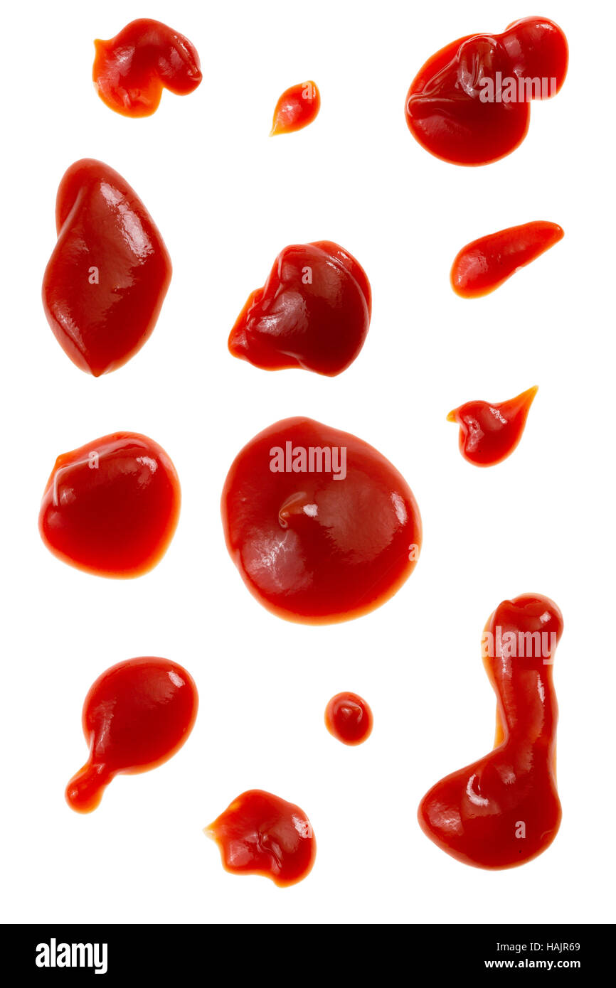 Collection of ketchup stains and drops Stock Photo Alamy