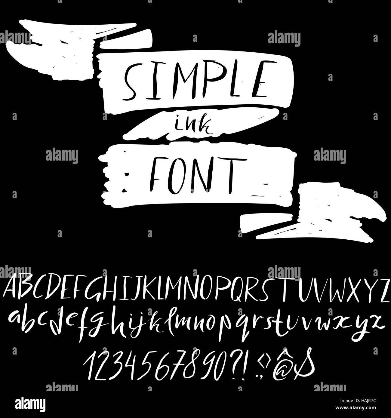 Hand drawn font made by dry brush strokes. Grunge style alphabet Stock ...
