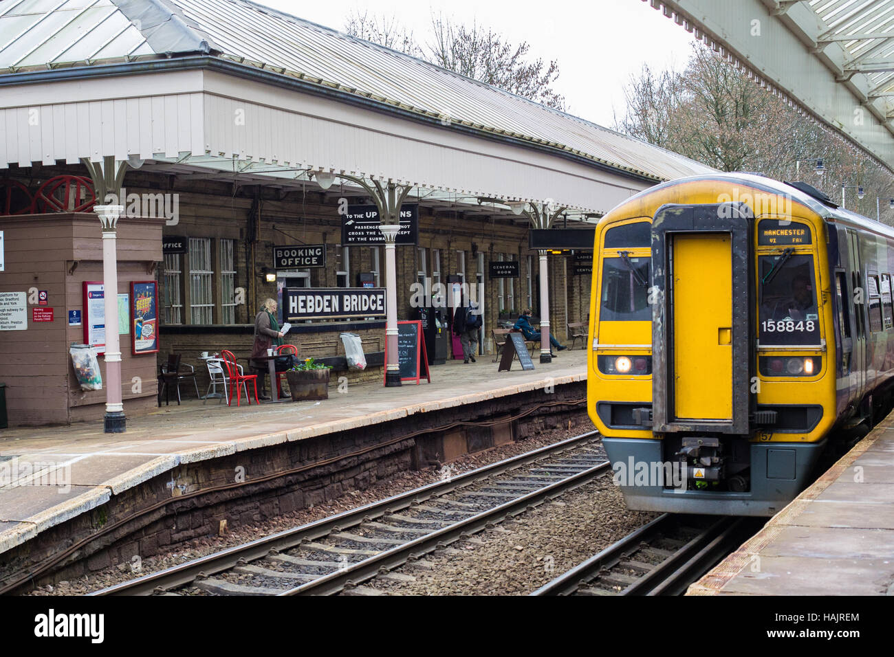 Hebden Bridge railway Station, Calderdale, West Yorkshire Stock Photo