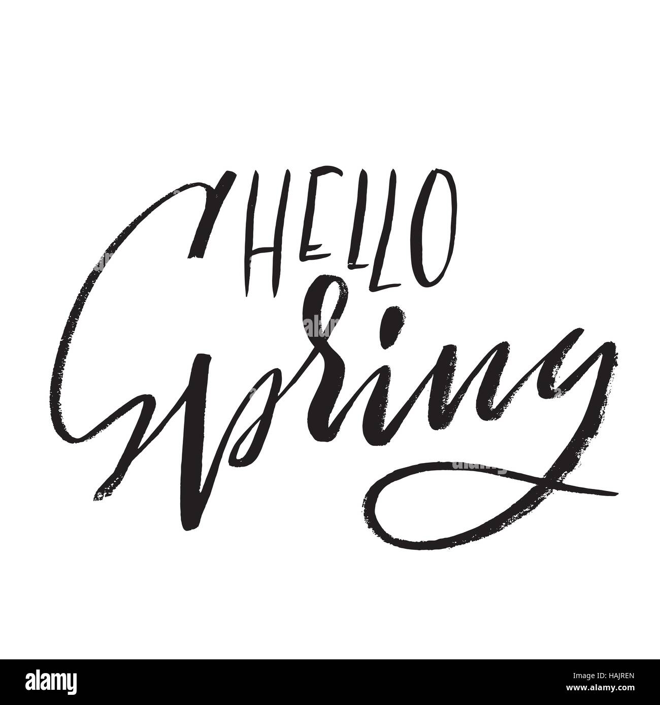 Hand lettered style spring design on a white background. Hello spring ...