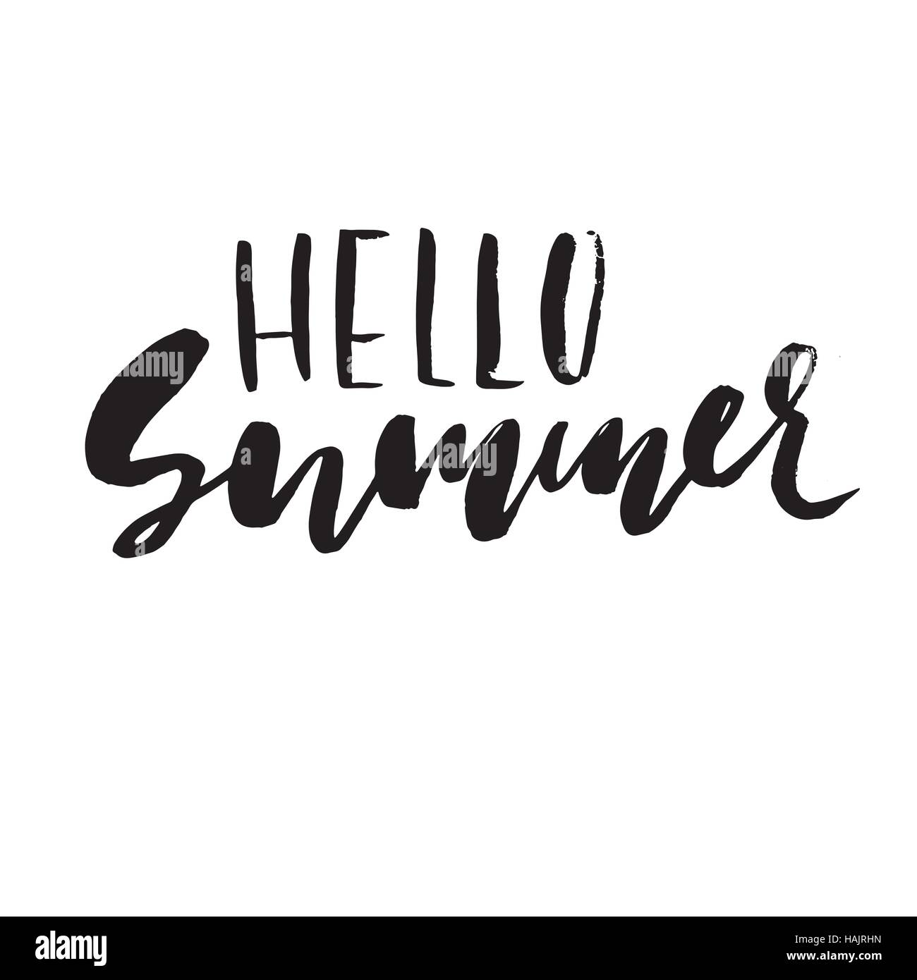 Hello summer hand drawn lettering isolated on white background for your ...