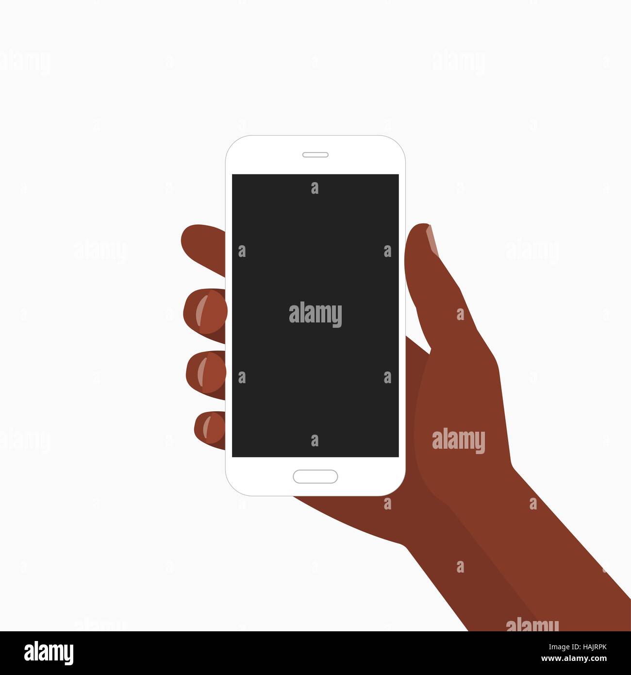 Black hand holding white smartphone vector illustration Stock Vector ...