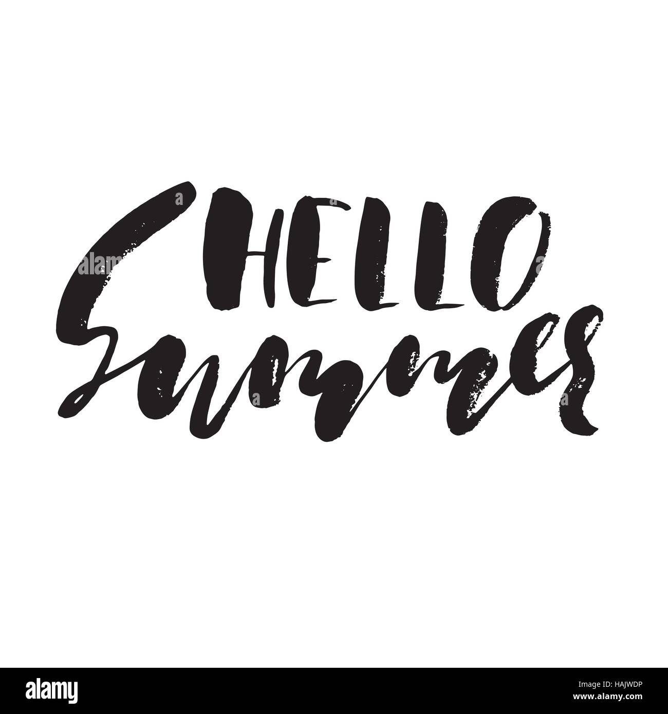 Hello summer hand drawn lettering isolated on white background for your ...