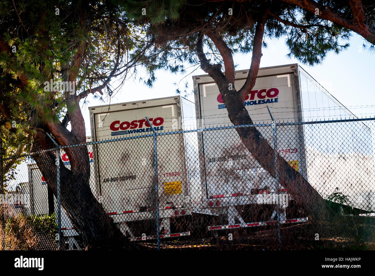 Costco semi trailer at the distribution center in Tracy California Stock Photo