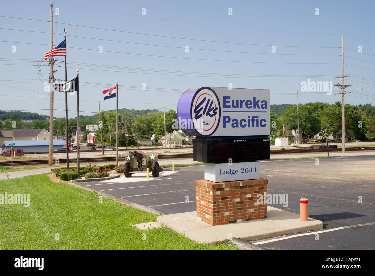 The Elks Lodge sign on North Central Avenue, Eureka, St. Louis County, Missouri, USA. Stock Photo