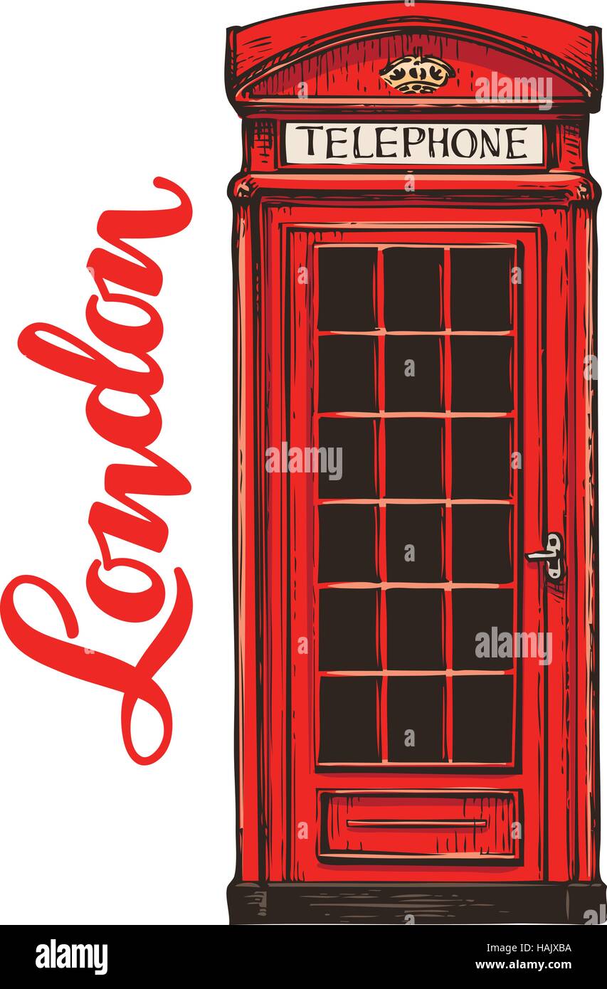 London, red phone booth. Vector illustration Stock Vector