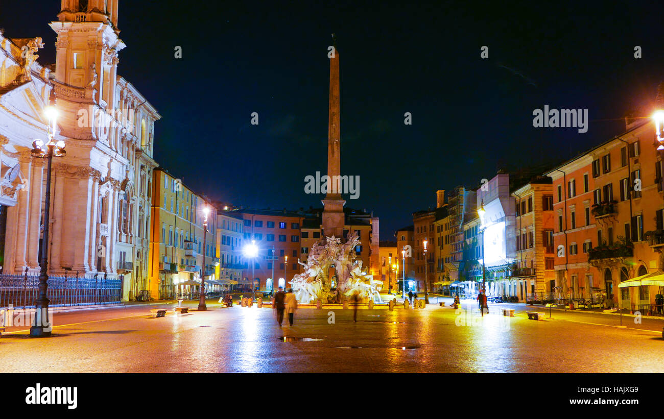 Navone Square The Navona Square in Rome called Piazza Navona - great night view Stock ...