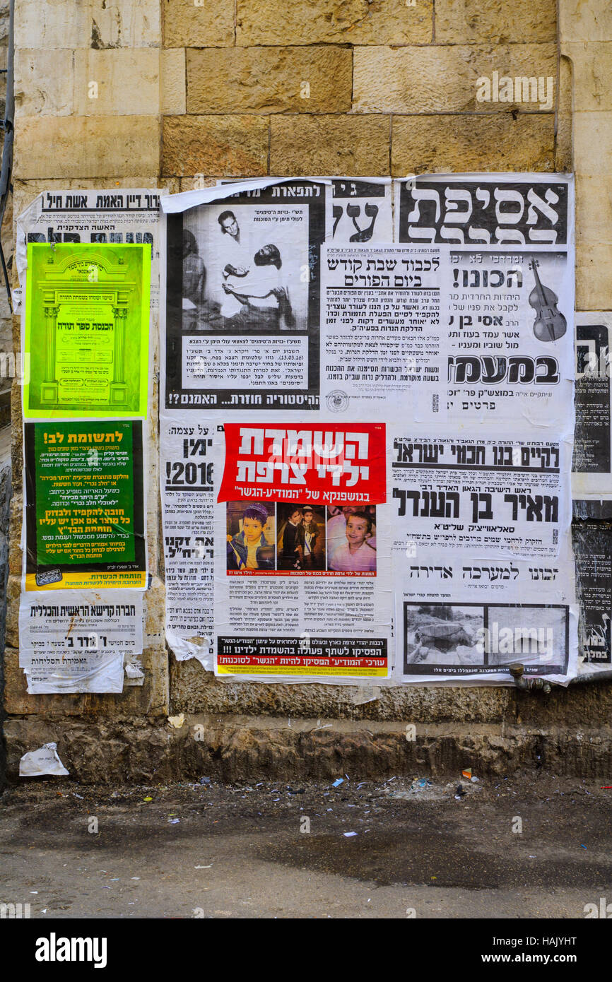 JERUSALEM, ISRAEL - MARCH 25, 2016: Pashkevil Posters, Of The Orthodox ...