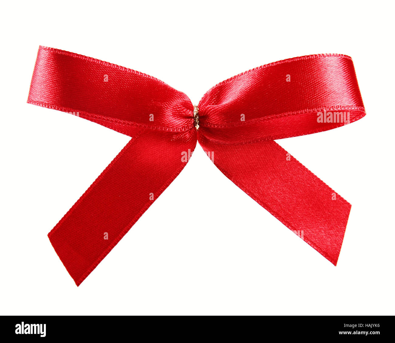 red satin ribbon gift bow isolated on white Stock Photo