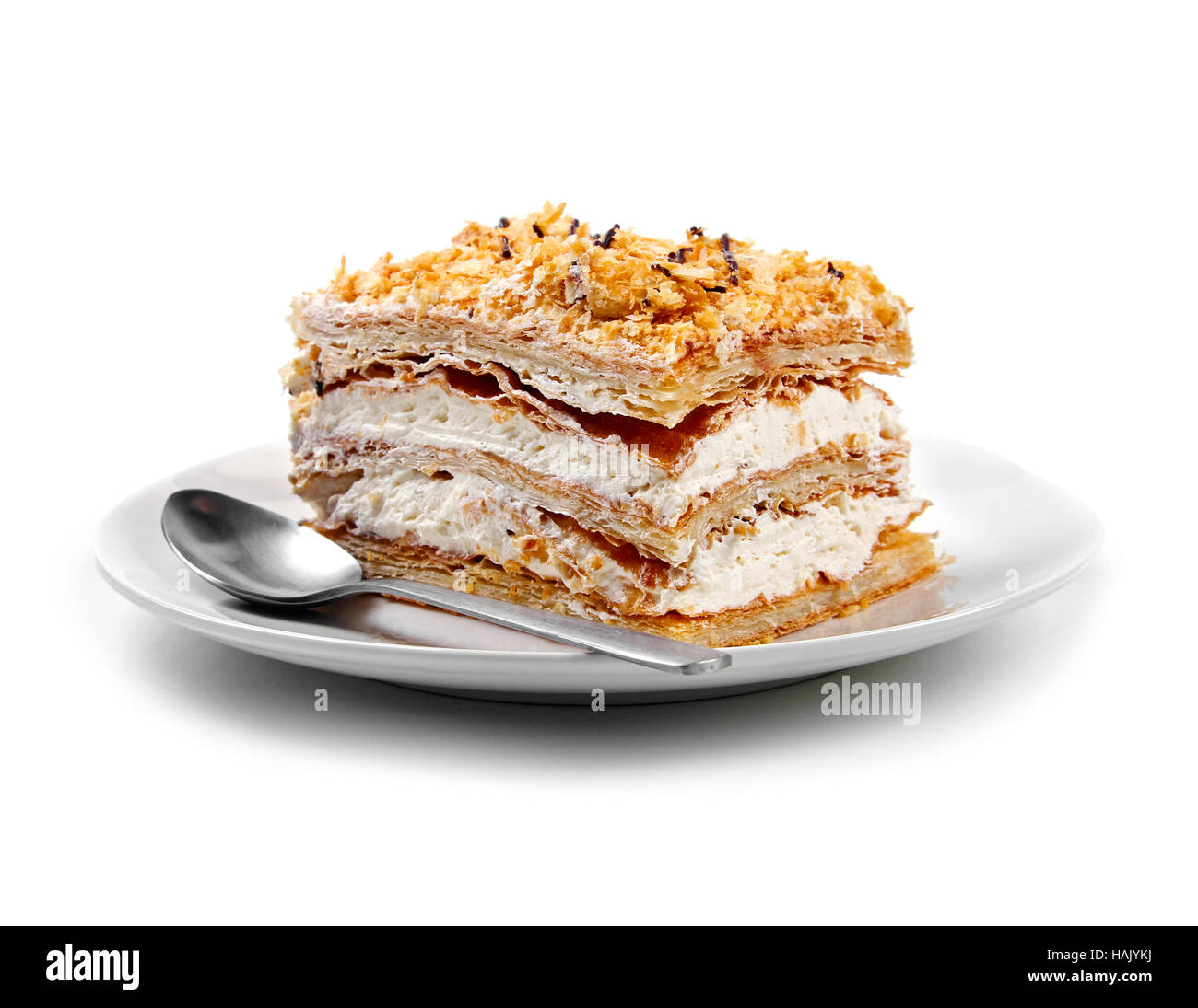 napoleon cake isolated on white Stock Photo Alamy