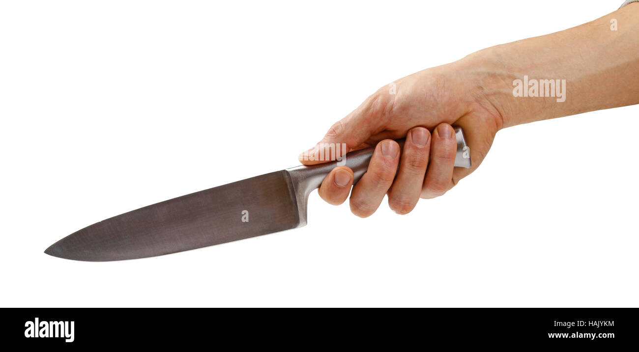 knife in a hand isolated on white background Stock Photo