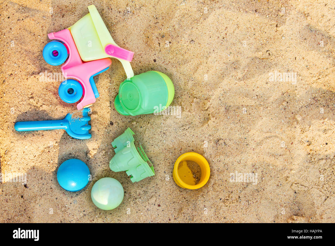 beach toys in the sand Stock Photo