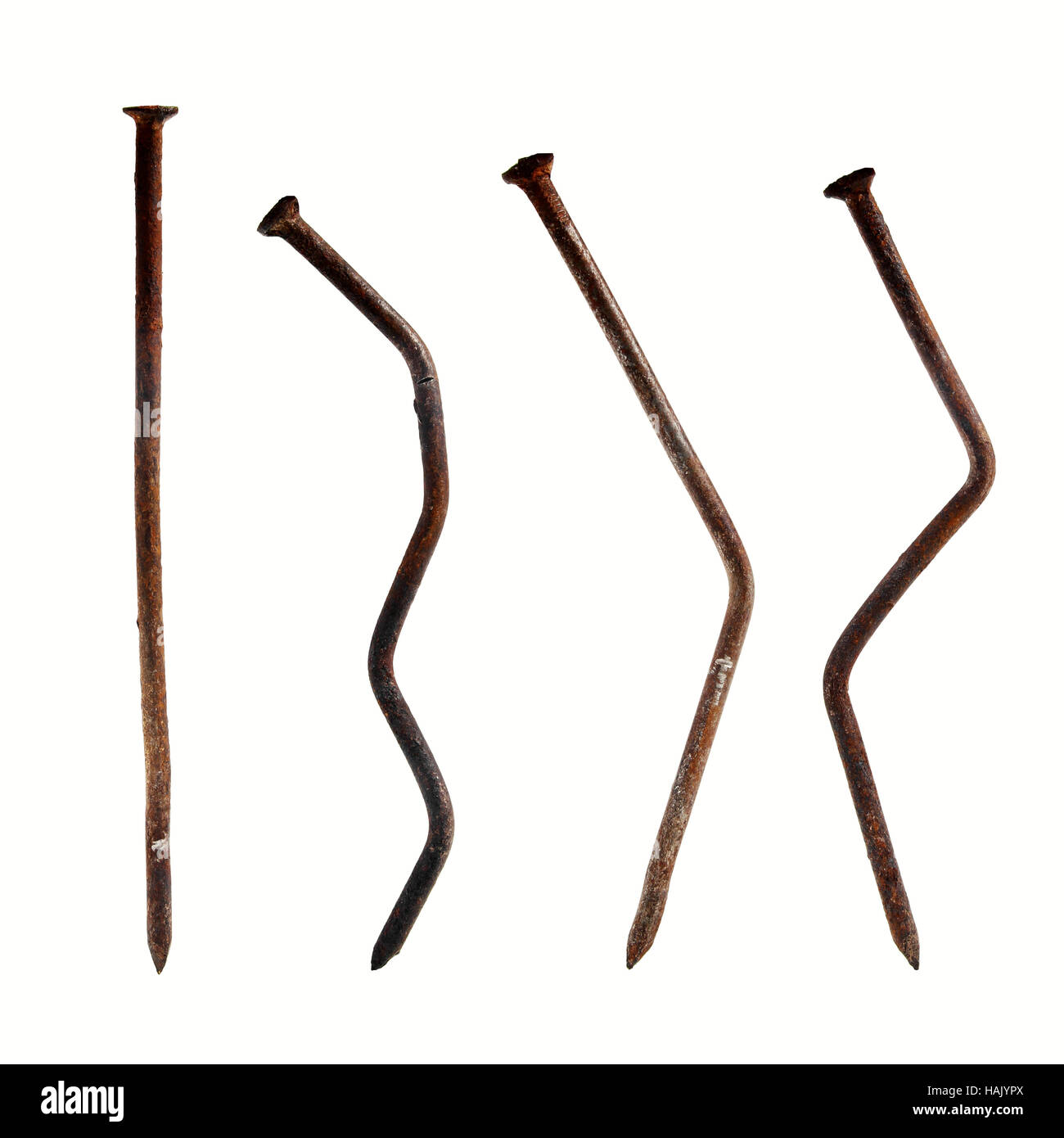 old rusty nails isolated on white Stock Photo