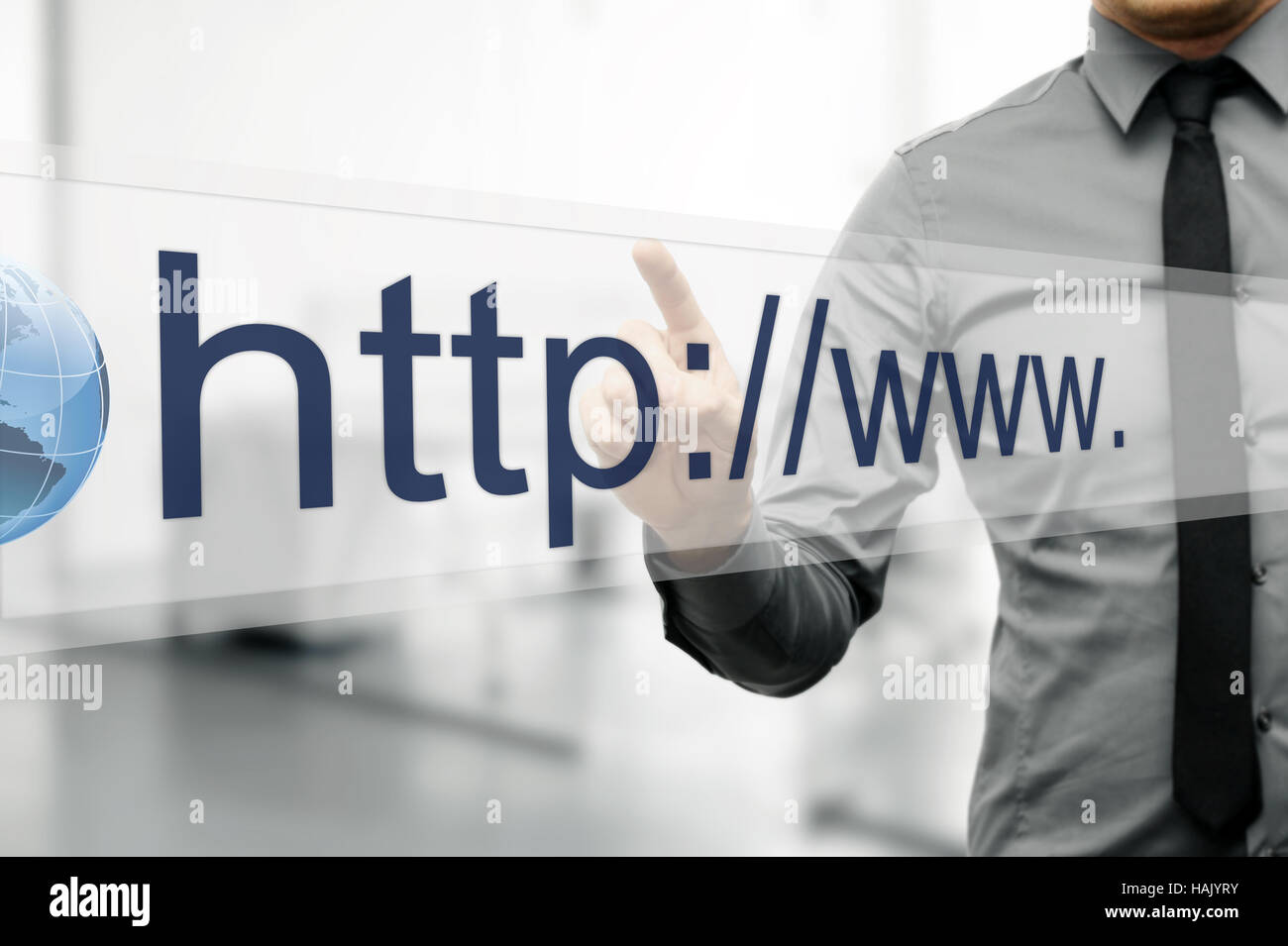 internet address in web browser on virtual screen Stock Photo