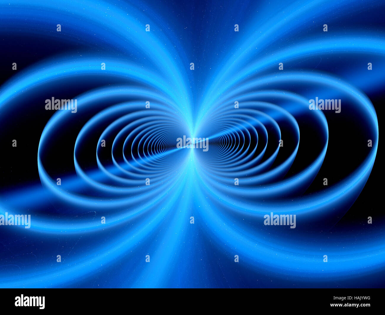 Blue glowing magnetic field fractal, computer generated abstract background, 3D rendering Stock Photo