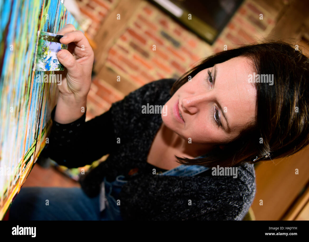 Female landscape artist at work, Odiham, Hampshire, UK Stock Photo Alamy