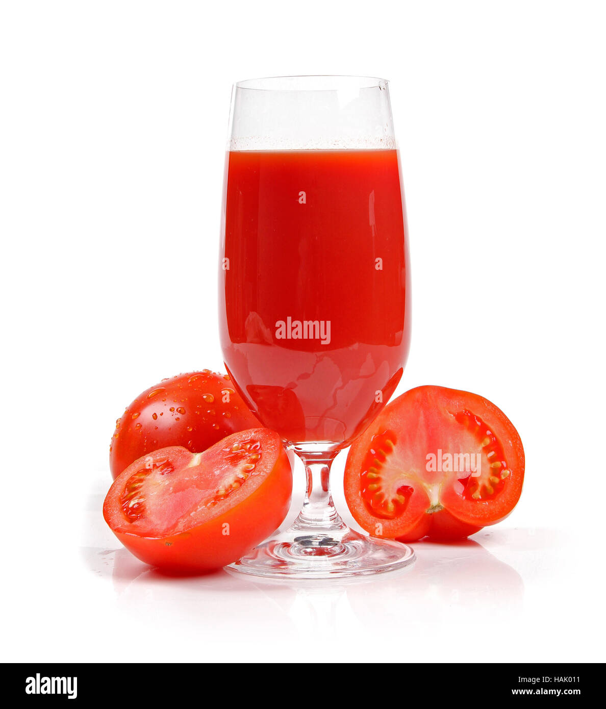 fresh tomato juice isolated on white background Stock Photo