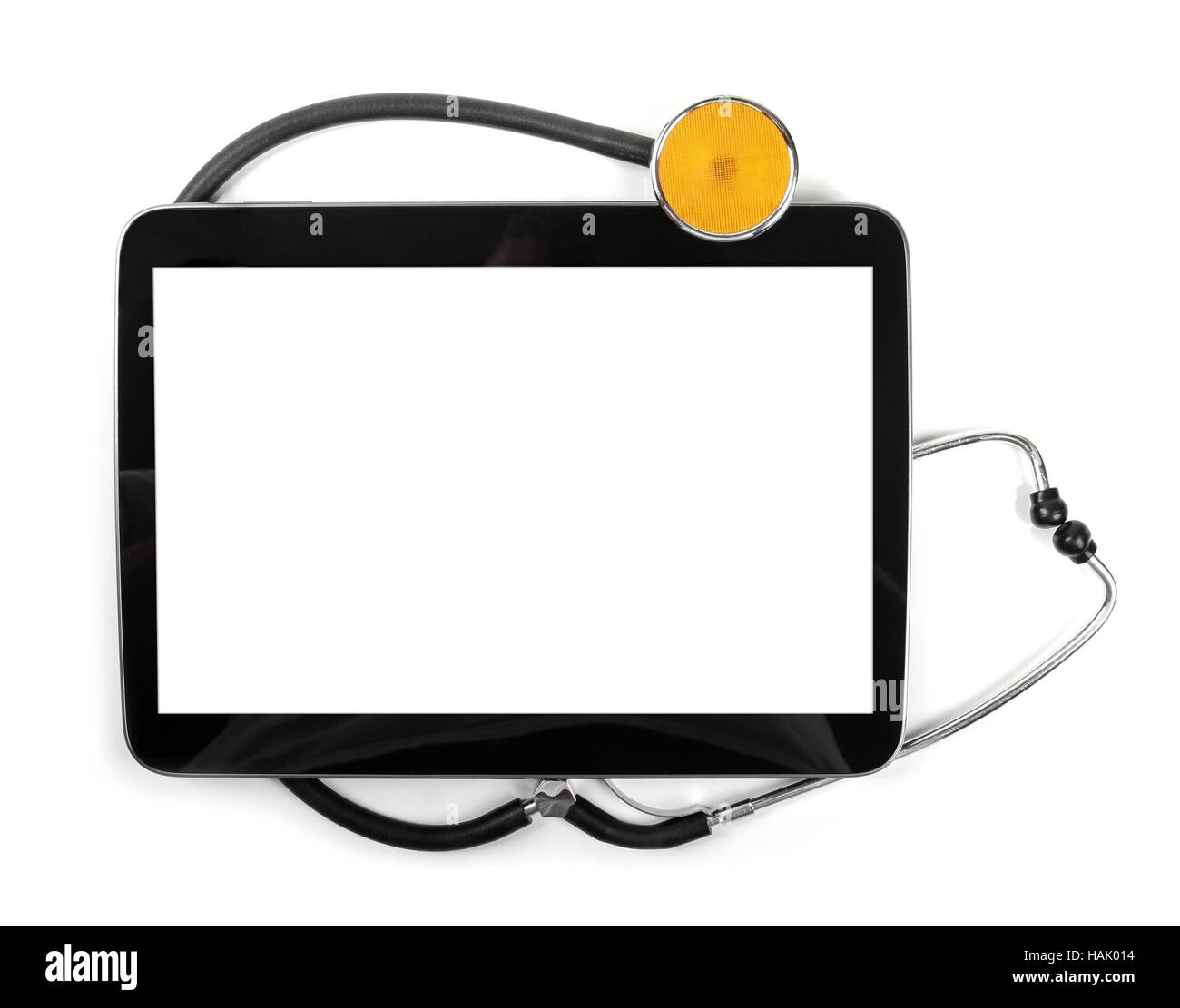 blank digital tablet and stethoscope isolated on white Stock Photo - Alamy