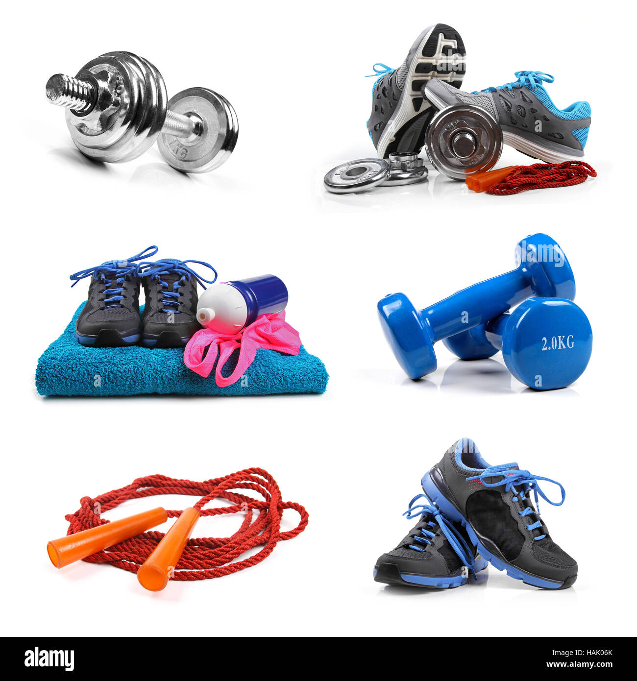 fitness equipment objects isolated on white Stock Photo