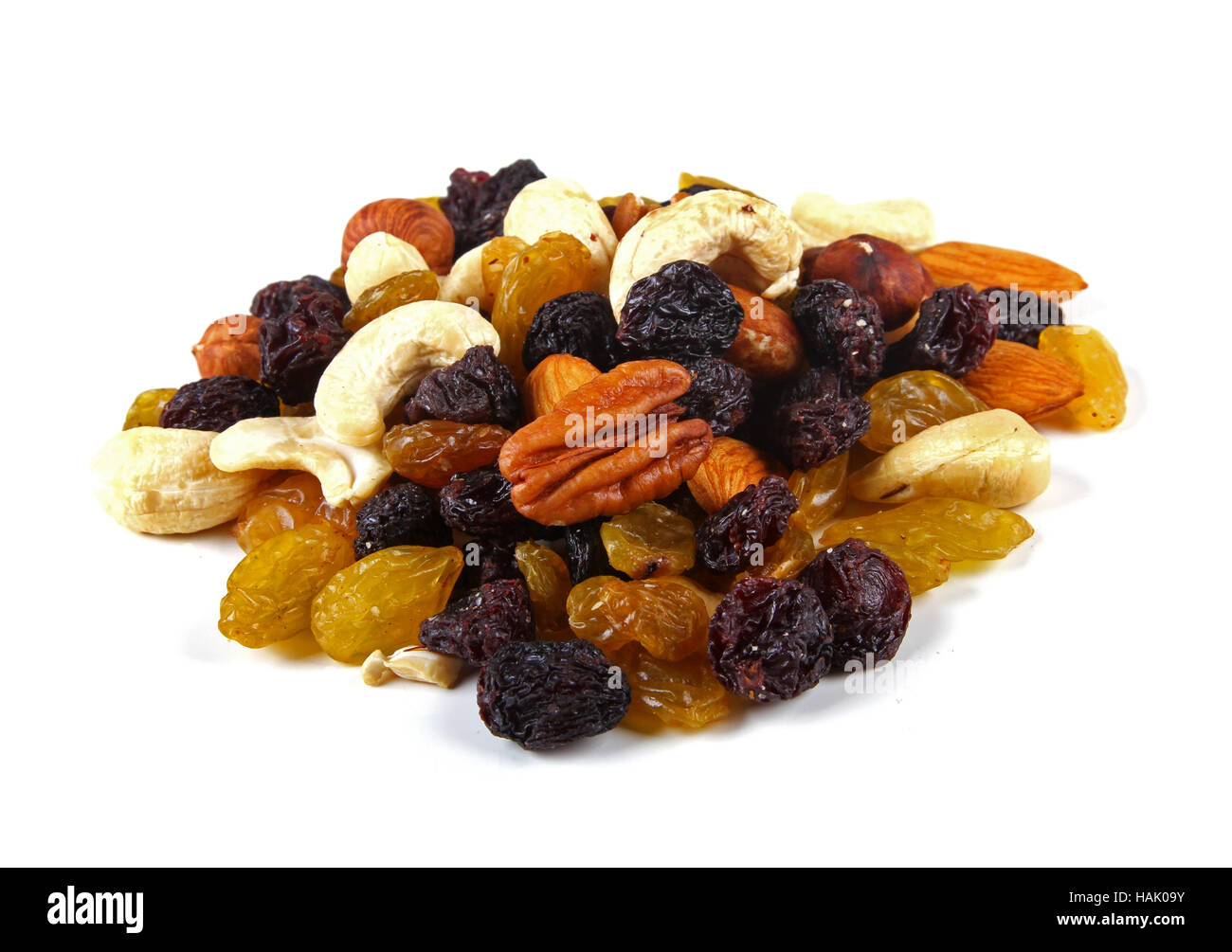 mixed nuts and raisins isolated on white Stock Photo Alamy