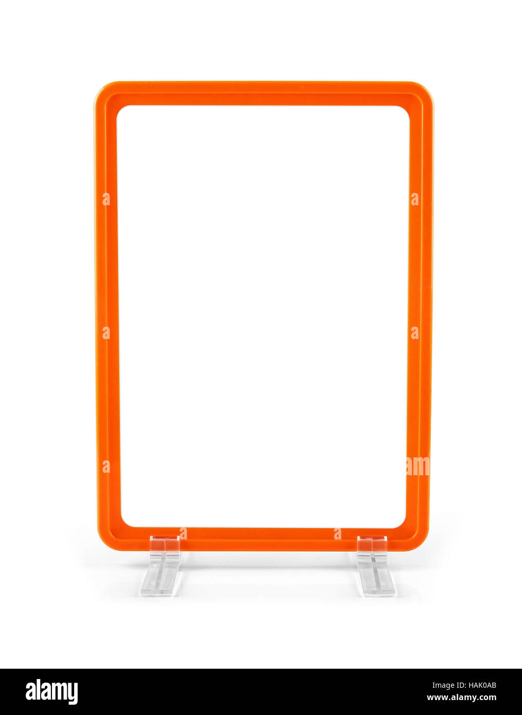 blank plastic advertisement stand isolated on white Stock Photo