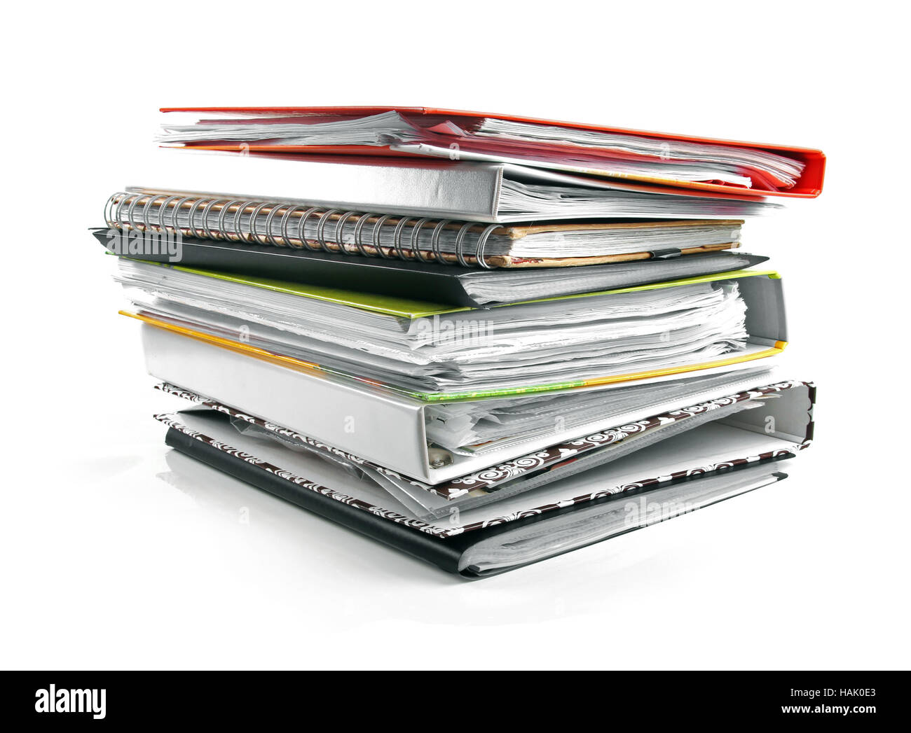 stack of folders isolated on white background Stock Photo