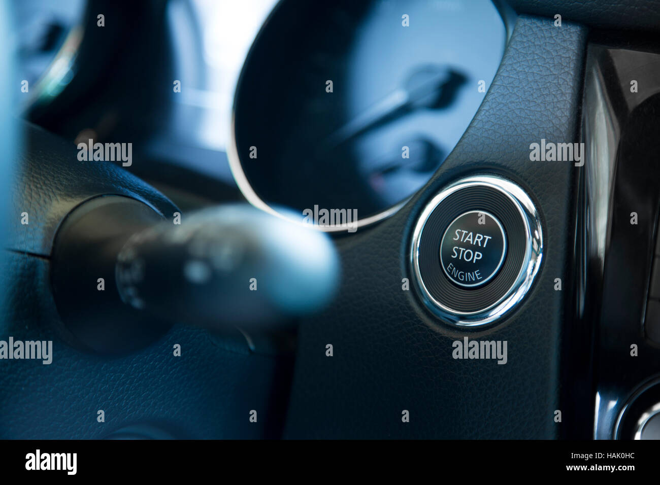 start stop engine button in the car Stock Photo