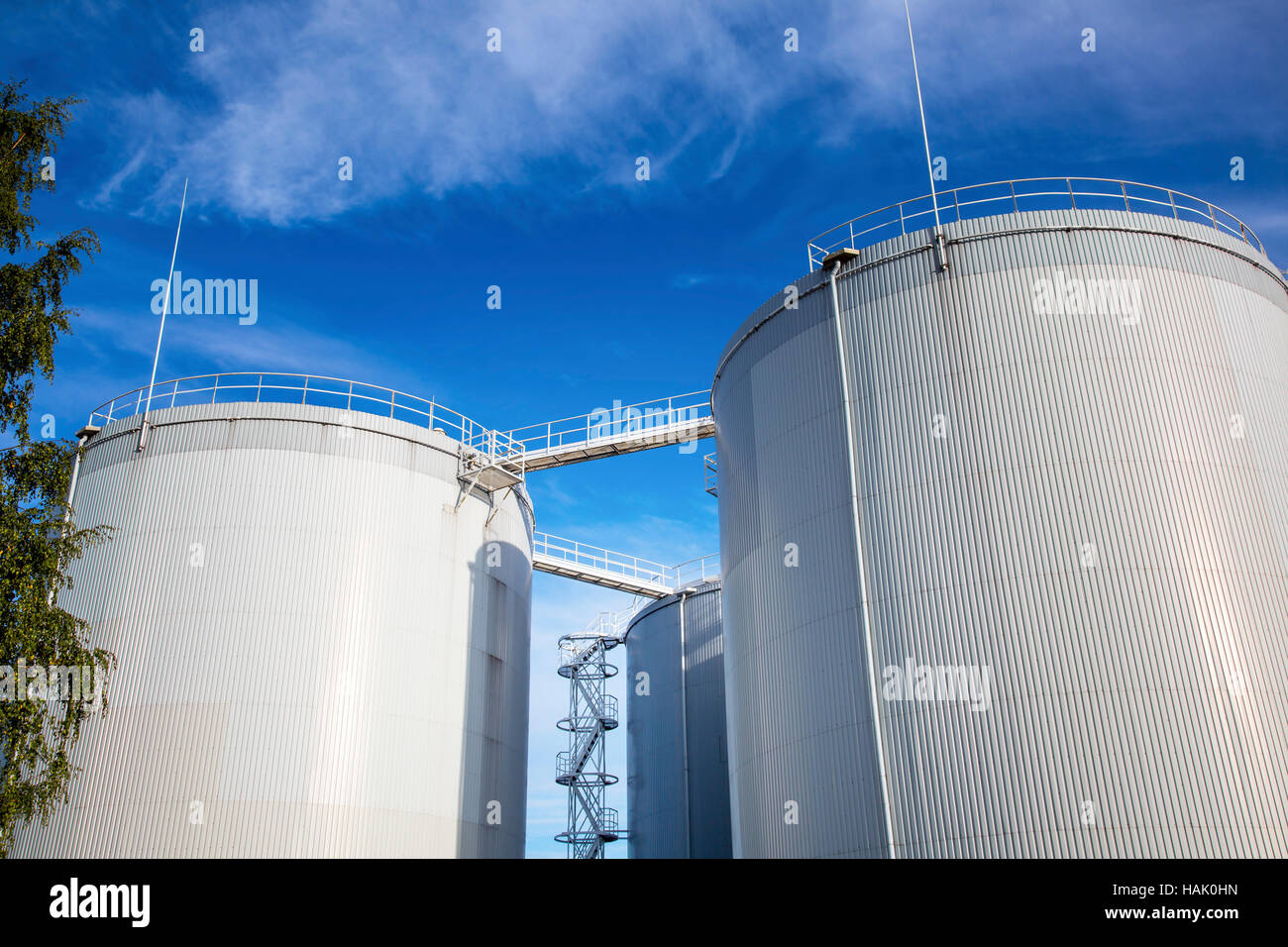 fuel, oil tanks against blue sky Stock Photo